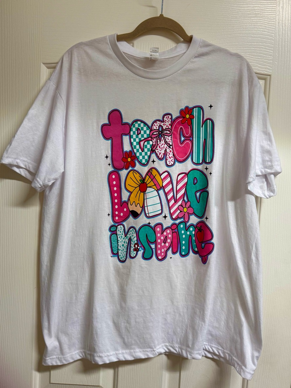 White Women’s Graphic Tee - Teach Love Inspire